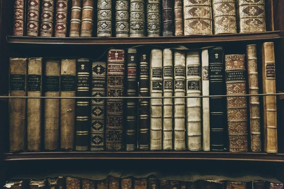 Estantería con libros de derecho antiguos